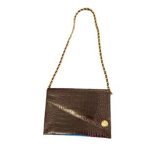 Super Cute Vintage Shoulder Purse With Chain Strap. A Dark Reddish/Purple Color.